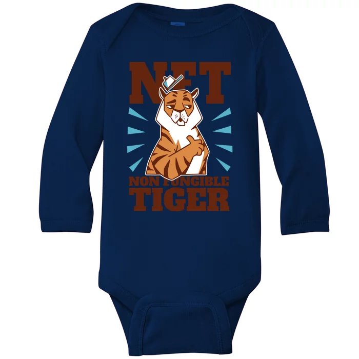 NFT Non Fungible Tiger Funny Crypto Baby Long Sleeve Bodysuit