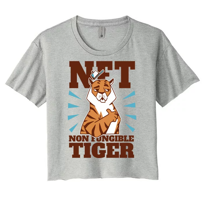 NFT Non Fungible Tiger Funny Crypto Women's Crop Top Tee