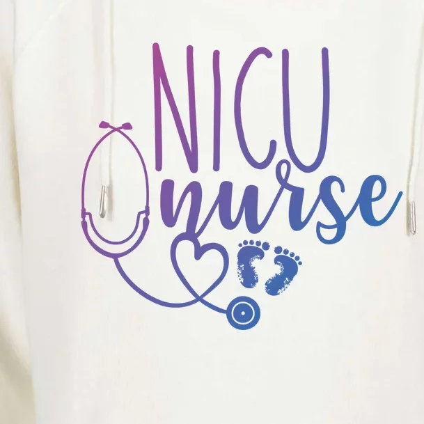 Nicu Nurse Gift With Cute Feet Design Womens Funnel Neck Pullover Hood