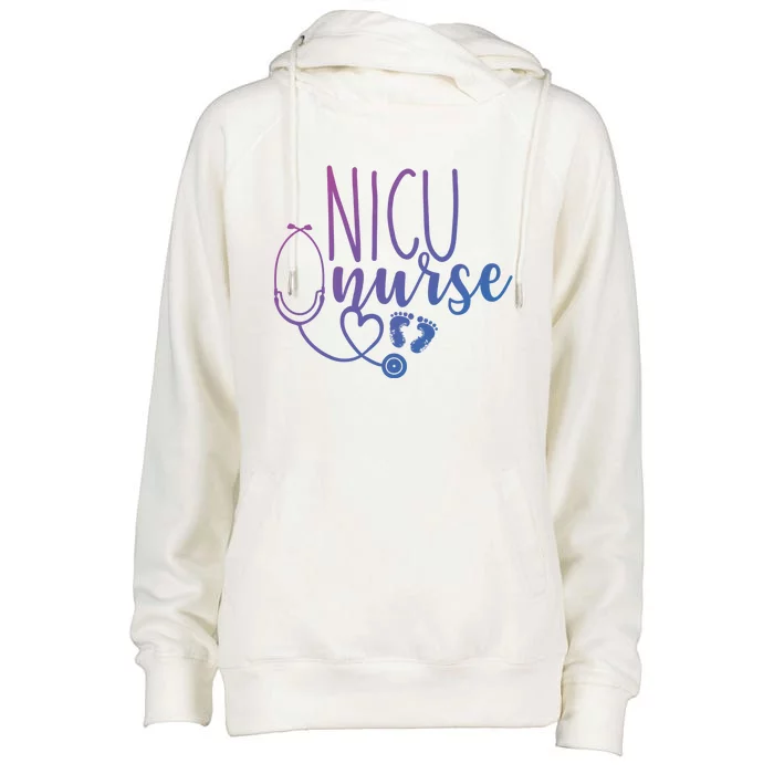 Nicu Nurse Gift With Cute Feet Design Womens Funnel Neck Pullover Hood