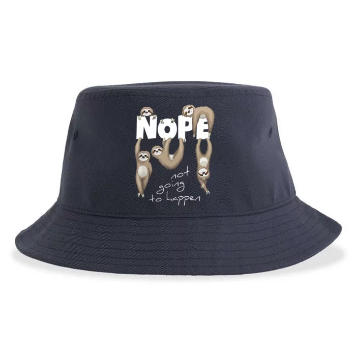 NOPE Not Going To Happen Lazy Cute Chilling Sloths Sustainable Bucket Hat