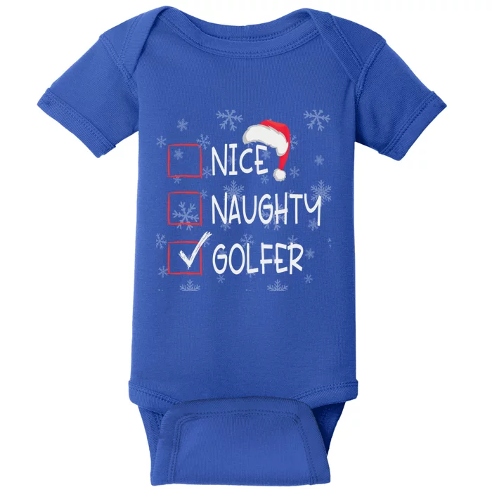 Nice Naughty Golf Player Golfer List Christmas Santa Claus Gift Baby Bodysuit