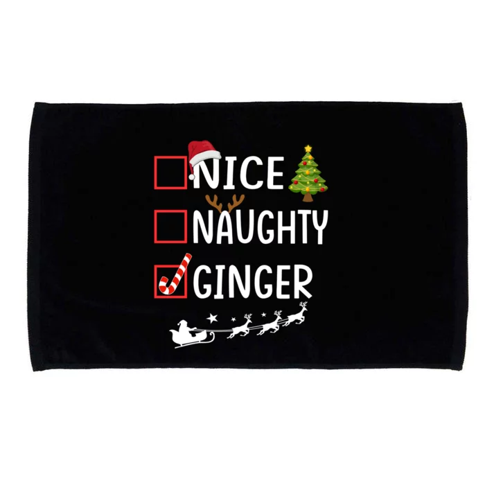 Naughty Nice Ginger Christmas Pajamas Funny Santa Claus Xmas Gift Microfiber Hand Towel