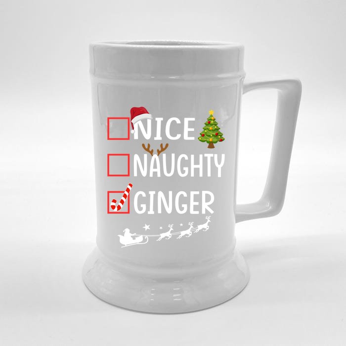 Naughty Nice Ginger Christmas Pajamas Funny Santa Claus Xmas Gift Front & Back Beer Stein