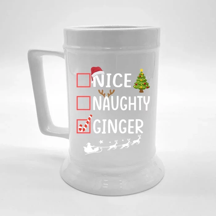 Naughty Nice Ginger Christmas Pajamas Funny Santa Claus Xmas Gift Front & Back Beer Stein