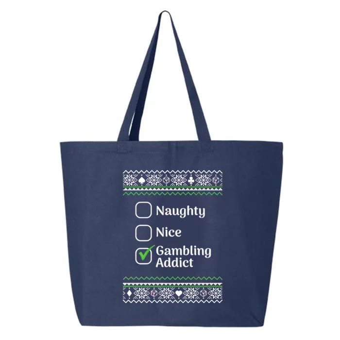 Naughty Nice Gambling Addict Christmas Gift 25L Jumbo Tote