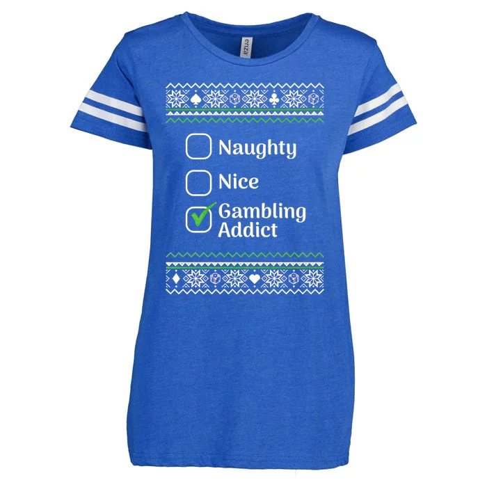 Naughty Nice Gambling Addict Christmas Funny Gift Enza Ladies Jersey Football T-Shirt