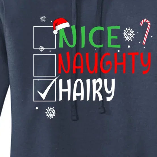 Nice Naughty Hairy Funny Christmas List Naughty Couples Fun Meaningful Gift Women's Pullover Hoodie