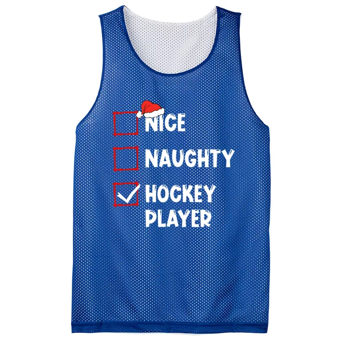 Nice Naughty Hockey Player List Christmas Santa Claus Gift Mesh Reversible Basketball Jersey Tank