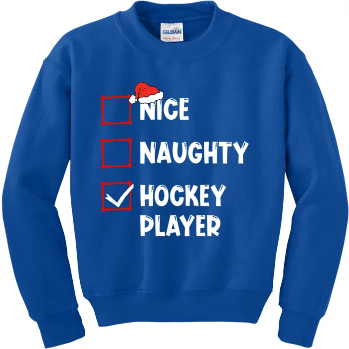 Nice Naughty Hockey Player List Christmas Santa Claus Gift Kids Sweatshirt