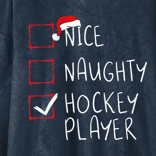 Nice Naughty Hockey Player List Christmas Santa Claus Hooded Wearable Blanket