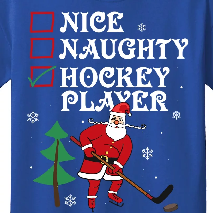 Nice Naughty Hockey Player List Christmas Santa Gift Kids T-Shirt