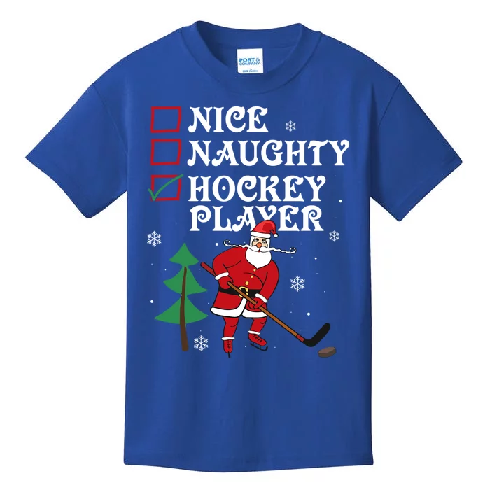 Nice Naughty Hockey Player List Christmas Santa Gift Kids T-Shirt