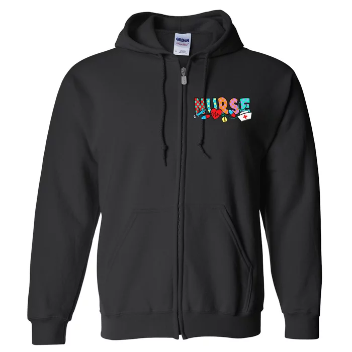 Nursing Nurse Heartbeat Stethoscope Nursing Students Full Zip Hoodie