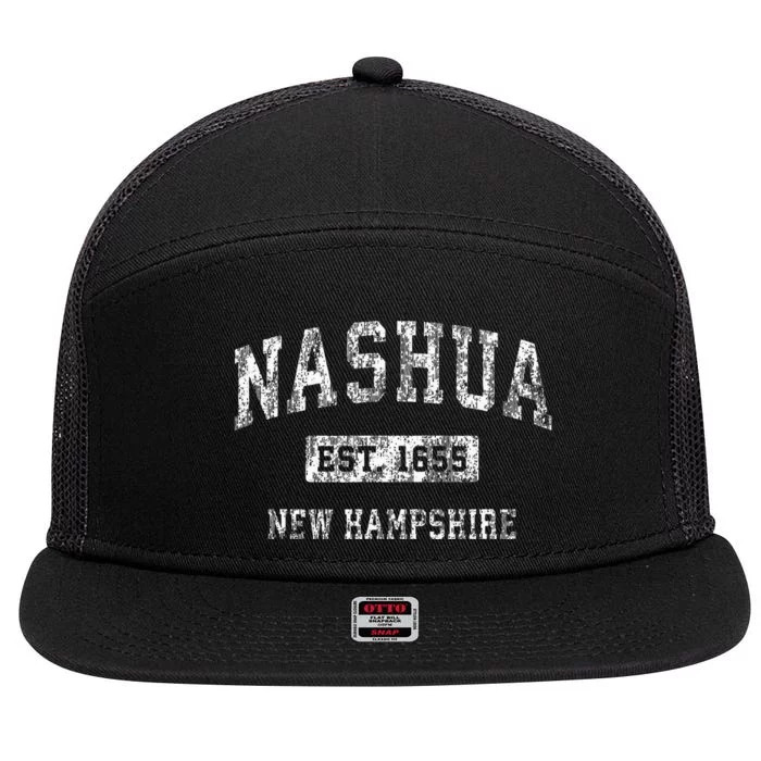 Nashua New Hampshire Nh Vintage Established Sports 7 Panel Mesh Trucker Snapback Hat