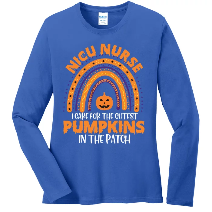 Nicu Nurse Halloween Rainbow Cutest Pumpkins In The Patch Cool Gift Ladies Long Sleeve Shirt