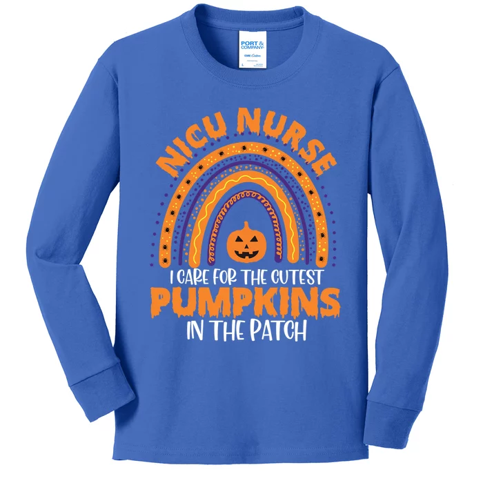 Nicu Nurse Halloween Rainbow Cutest Pumpkins In The Patch Cool Gift Kids Long Sleeve Shirt