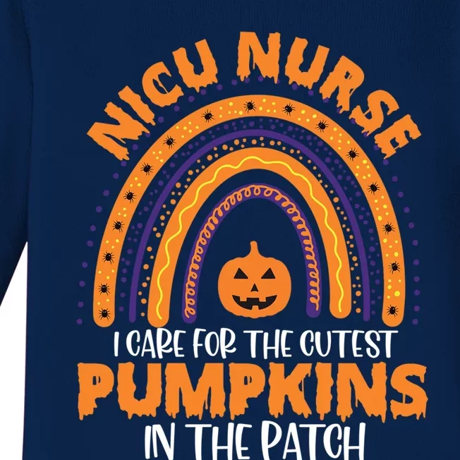 Nicu Nurse Halloween Rainbow Cutest Pumpkins In The Patch Cool Gift Baby Long Sleeve Bodysuit