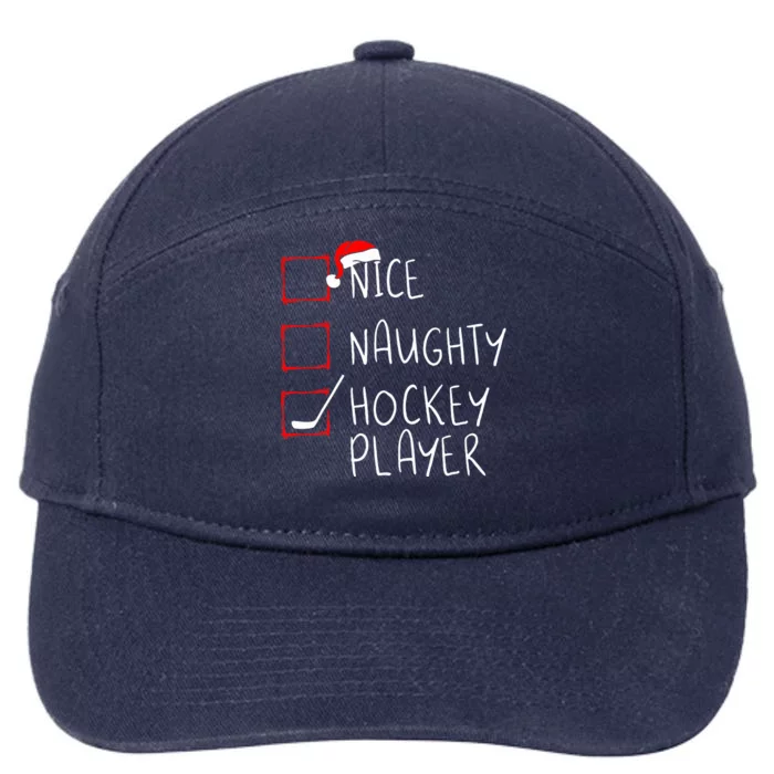 Nice Naughty Hockey Player List Christmas Santa Claus 7-Panel Snapback Hat