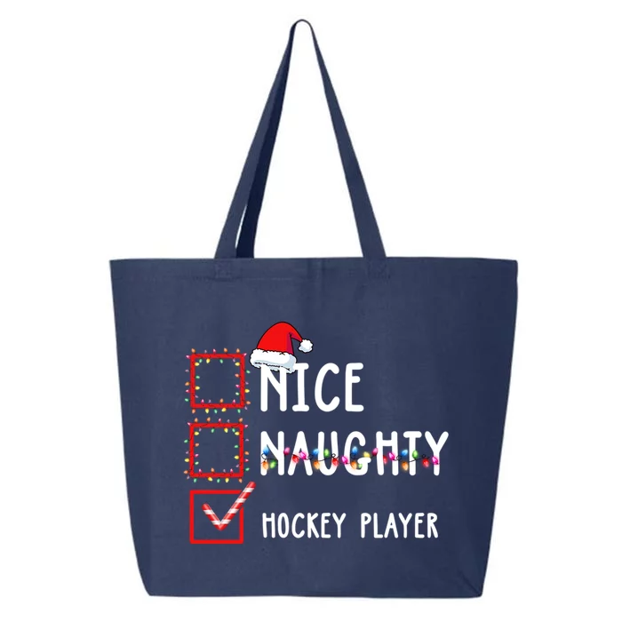 Nice Naughty Hockey Player Christmas List Santa Claus Gift 25L Jumbo Tote