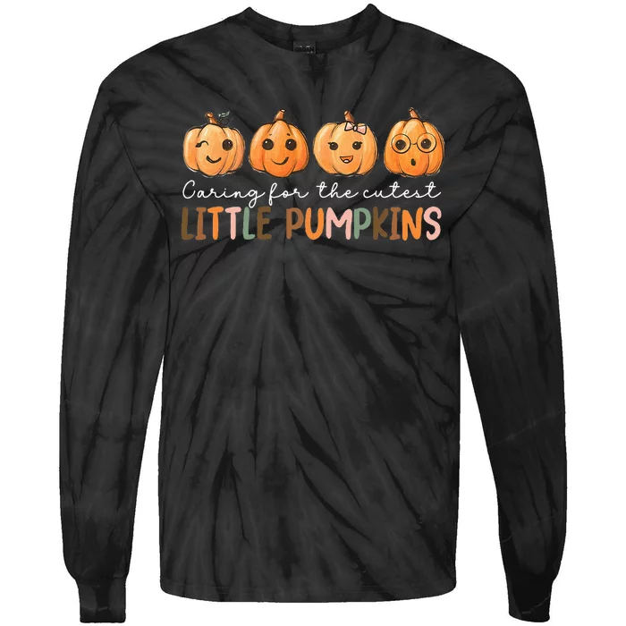 NICU Nurse Halloween Cutest Pumpkins Mother Baby Nurse Fall Tie-Dye Long Sleeve Shirt