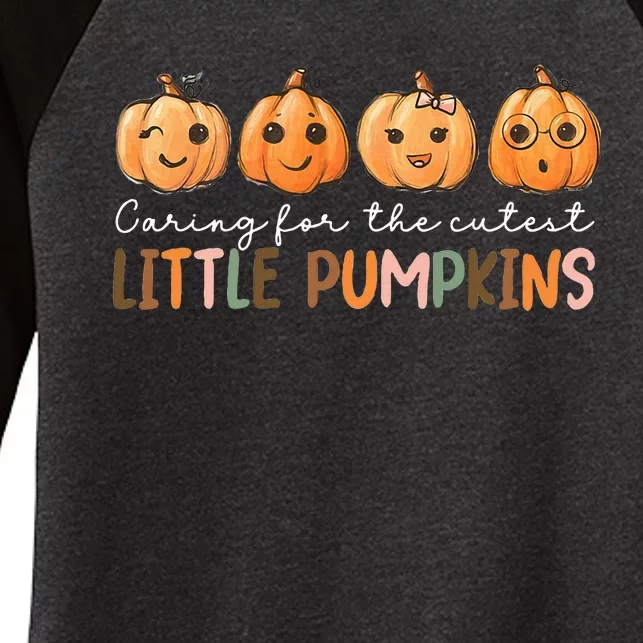 NICU Nurse Halloween Cutest Pumpkins Mother Baby Nurse Fall Women's Tri-Blend 3/4-Sleeve Raglan Shirt