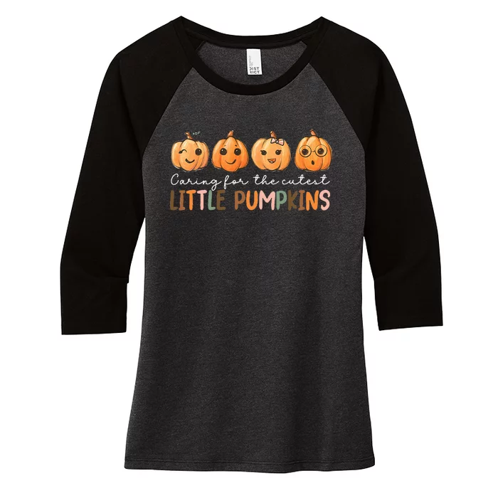 NICU Nurse Halloween Cutest Pumpkins Mother Baby Nurse Fall Women's Tri-Blend 3/4-Sleeve Raglan Shirt