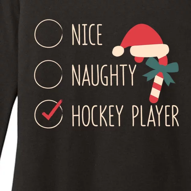 Nice Naughty Hockey Player Christmas Santa Claus Coach Fan Cool Gift Womens CVC Long Sleeve Shirt