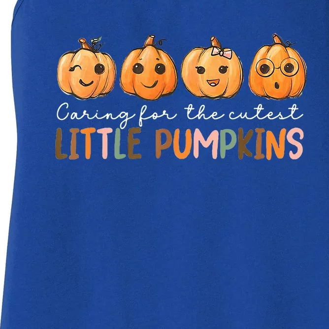 Nicu Nurse Halloween Cutest Pumpkins Mother Baby Nurse Fall Women's Racerback Tank