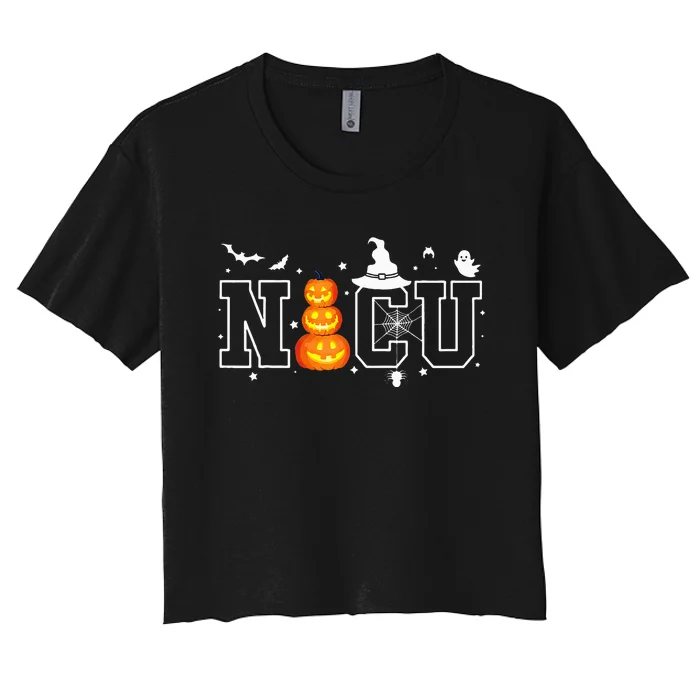 NICU Nurse Halloween Hospital Party Funny Nursing Students Women's Crop Top Tee