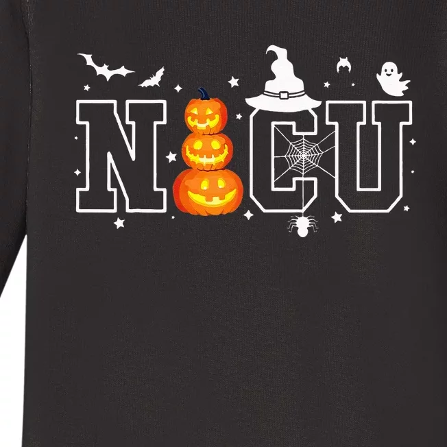 NICU Nurse Halloween Hospital Party Funny Nursing Students Baby Long Sleeve Bodysuit