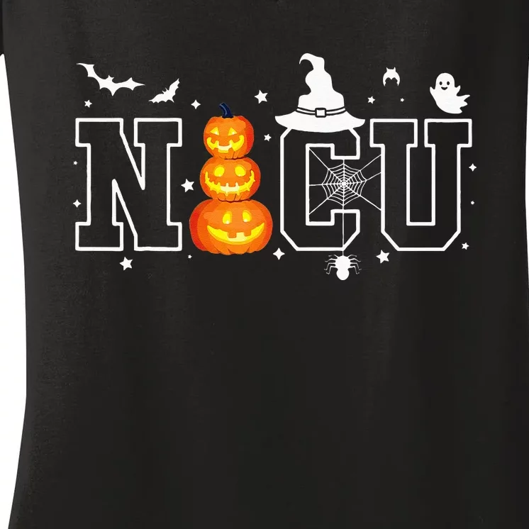 NICU Nurse Halloween Hospital Party Funny Nursing Students Women's V-Neck T-Shirt