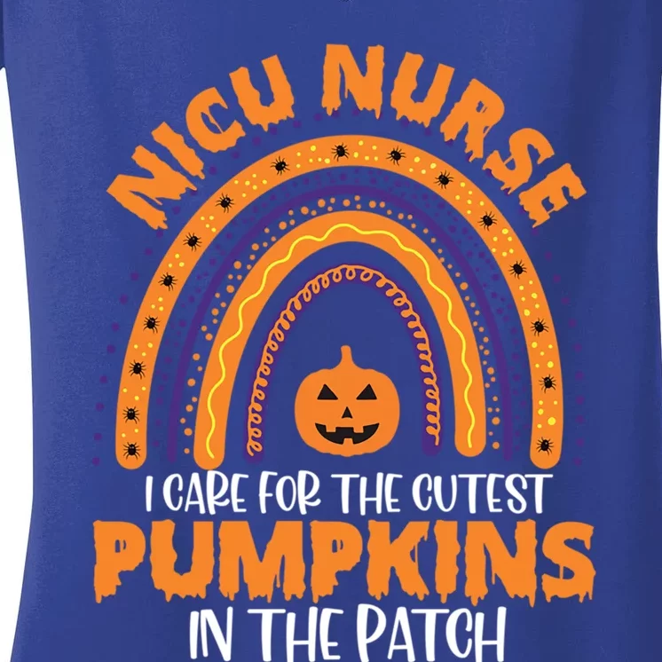 Nicu Nurse Halloween Rainbow Cutest Pumpkins In The Patch Gift Women's V-Neck T-Shirt