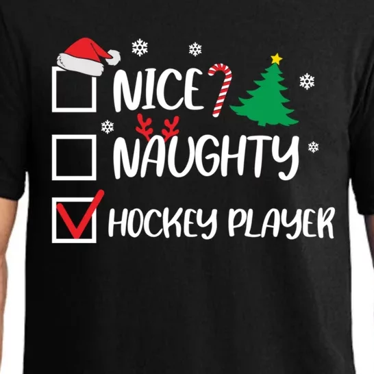 Nice Naughty Hockey Player Christmas List Santa Gift Pajama Set