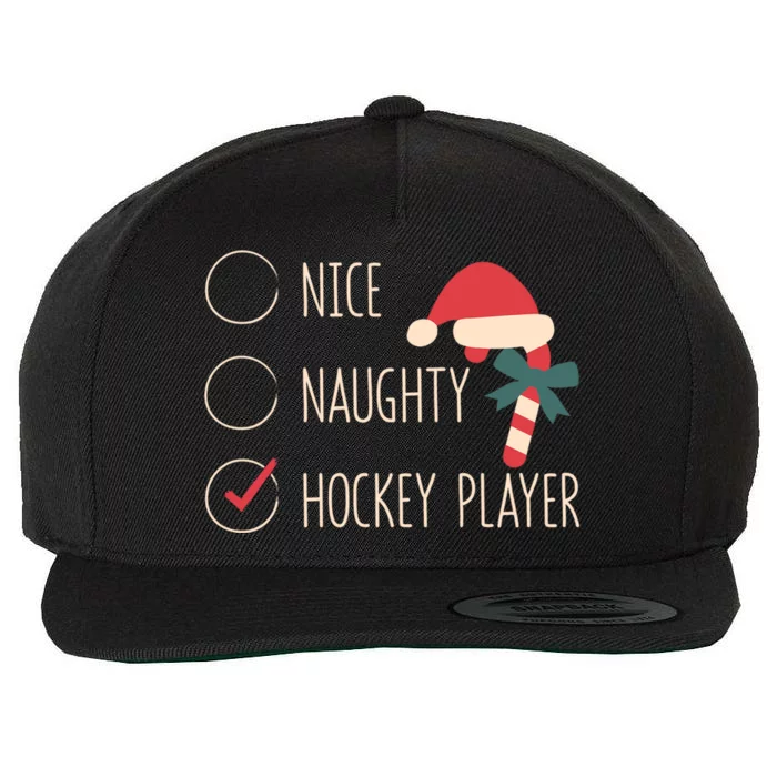 Nice Naughty Hockey Player Christmas Santa Claus Coach Fan Gift Wool Snapback Cap