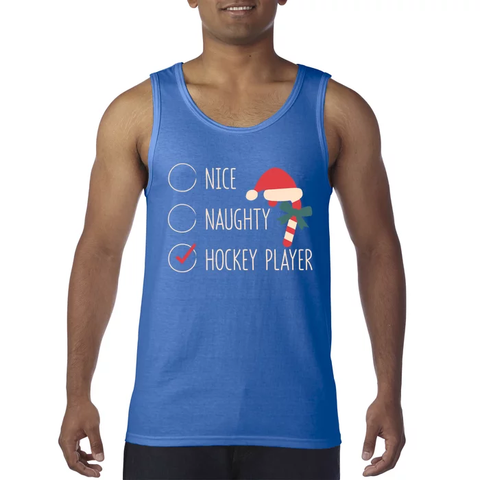 Nice Naughty Hockey Player Christmas Santa Claus Coach Fan Gift Tank Top