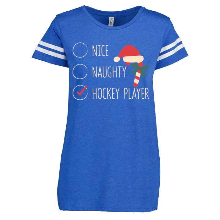 Nice Naughty Hockey Player Christmas Santa Claus Coach Fan Gift Enza Ladies Jersey Football T-Shirt