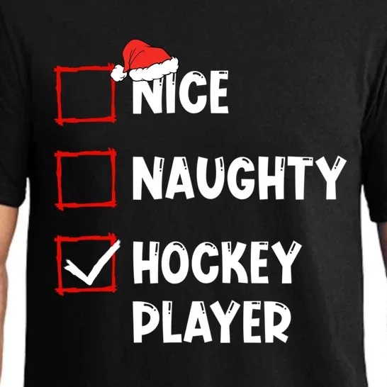 Nice Naughty Hockey Player List Christmas Santa Claus Cool Gift Pajama Set