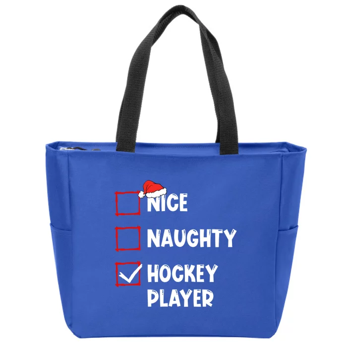 Nice Naughty Hockey Player List Christmas Santa Claus Cool Gift Zip Tote Bag