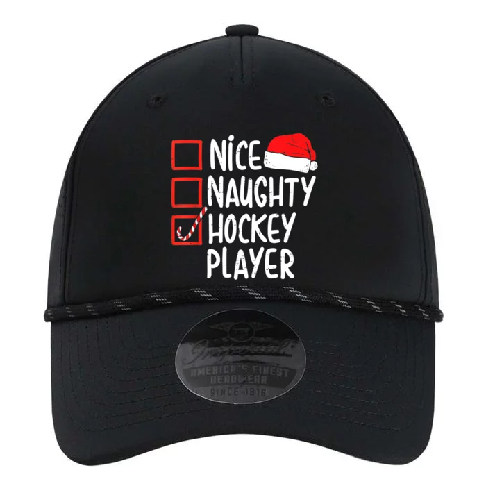 Nice Naughty Hockey Player Christmas Funny Xmas Santa Hat Gift Performance The Dyno Cap