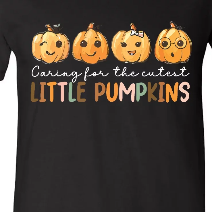 Nicu Nurse Halloween Cutest Pumpkins Mother Baby Nurse Fall V-Neck T-Shirt