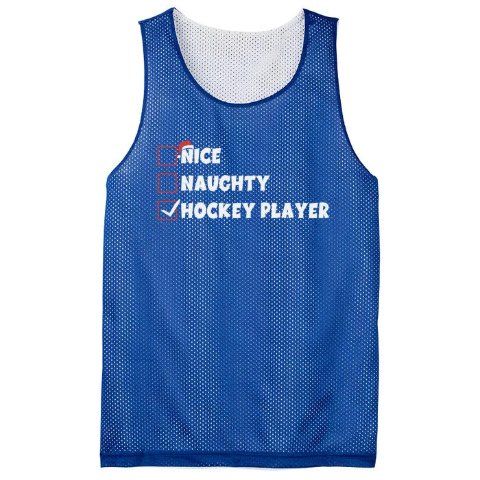 Nice Naughty Hockey Player List Santa Christmas Xmas Pjs Gift Mesh Reversible Basketball Jersey Tank