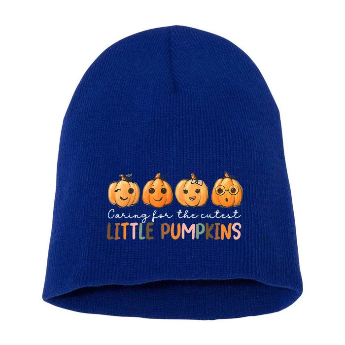 NICU Nurse Halloween Cutest Pumpkins Mother Baby Nurse Fall Short Acrylic Beanie