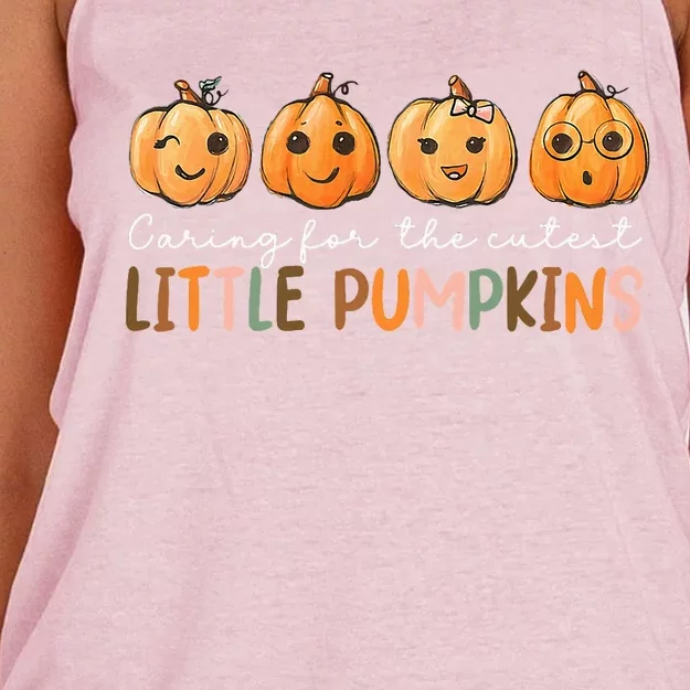 NICU Nurse Halloween Cutest Pumpkins Mother Baby Nurse Fall Women's Knotted Racerback Tank