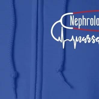 Nephrology Nurse Heartbeat Heart Stethoscope Nursing Gift Full Zip Hoodie