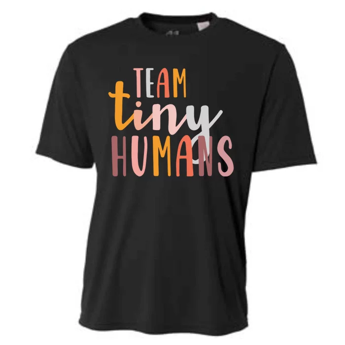 NICU Nurse ICU Neonatal Boho Colorful Retro Team Tiny Humans Cooling Performance Crew T-Shirt