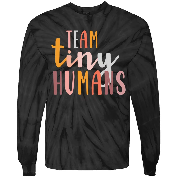 NICU Nurse ICU Neonatal Boho Colorful Retro Team Tiny Humans Tie-Dye Long Sleeve Shirt