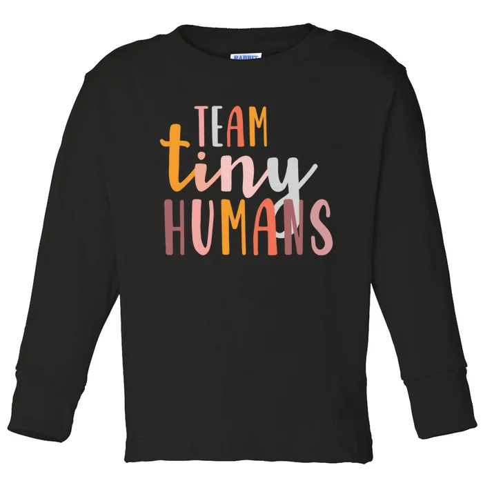 NICU Nurse ICU Neonatal Boho Colorful Retro Team Tiny Humans Toddler Long Sleeve Shirt