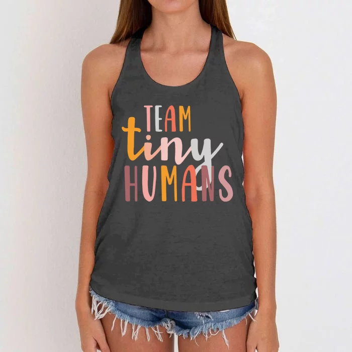 NICU Nurse ICU Neonatal Boho Colorful Retro Team Tiny Humans Women's Knotted Racerback Tank