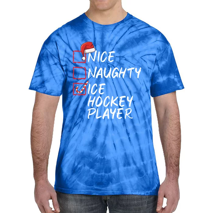 Nice Naughty Ice Hockey Player Funny Christmas List Santa Gift Tie-Dye T-Shirt